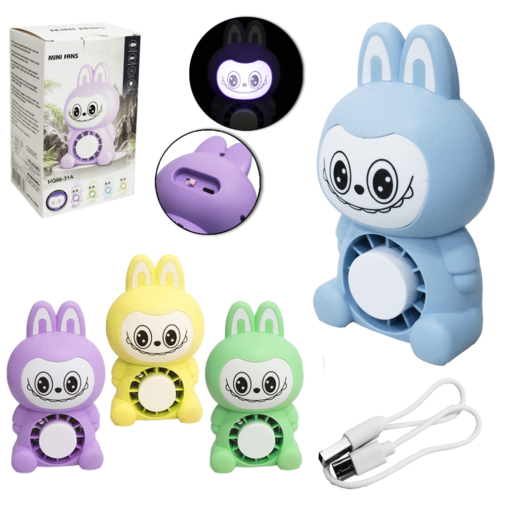 MINI VENTILADOR DE MESA LABB PORTATIL RECARREGAVEL 5V COM 1 VELOCIDADE + LUZ E CABO USB 15,5X9X6CM