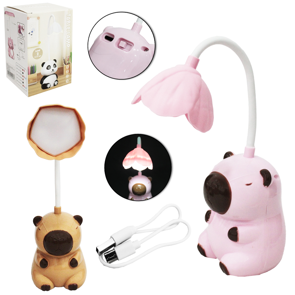 LUMINARIA DE MESA FLEXIVEL RECARREGAVEL 8 LEDS + BASE CAPIVARA COM APONTADOR E CABO USB