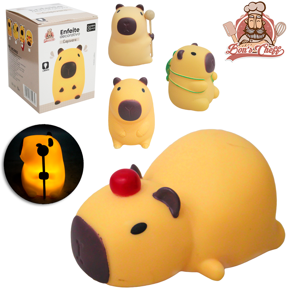 ENFEITE LUMINARIA DECORATIVO CAPIVARA A BATERIA 8,5X6CM