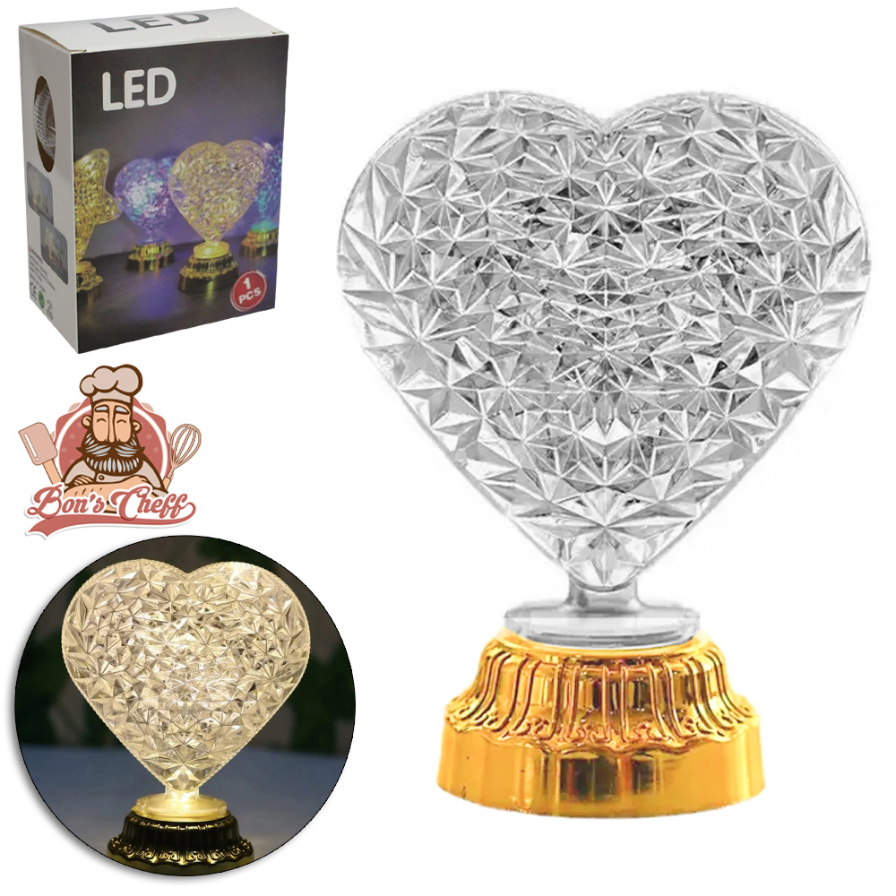 ABAJUR LUMINARIA DE LED CORACAO A BATERIA 13,7X10,5X6,5CM