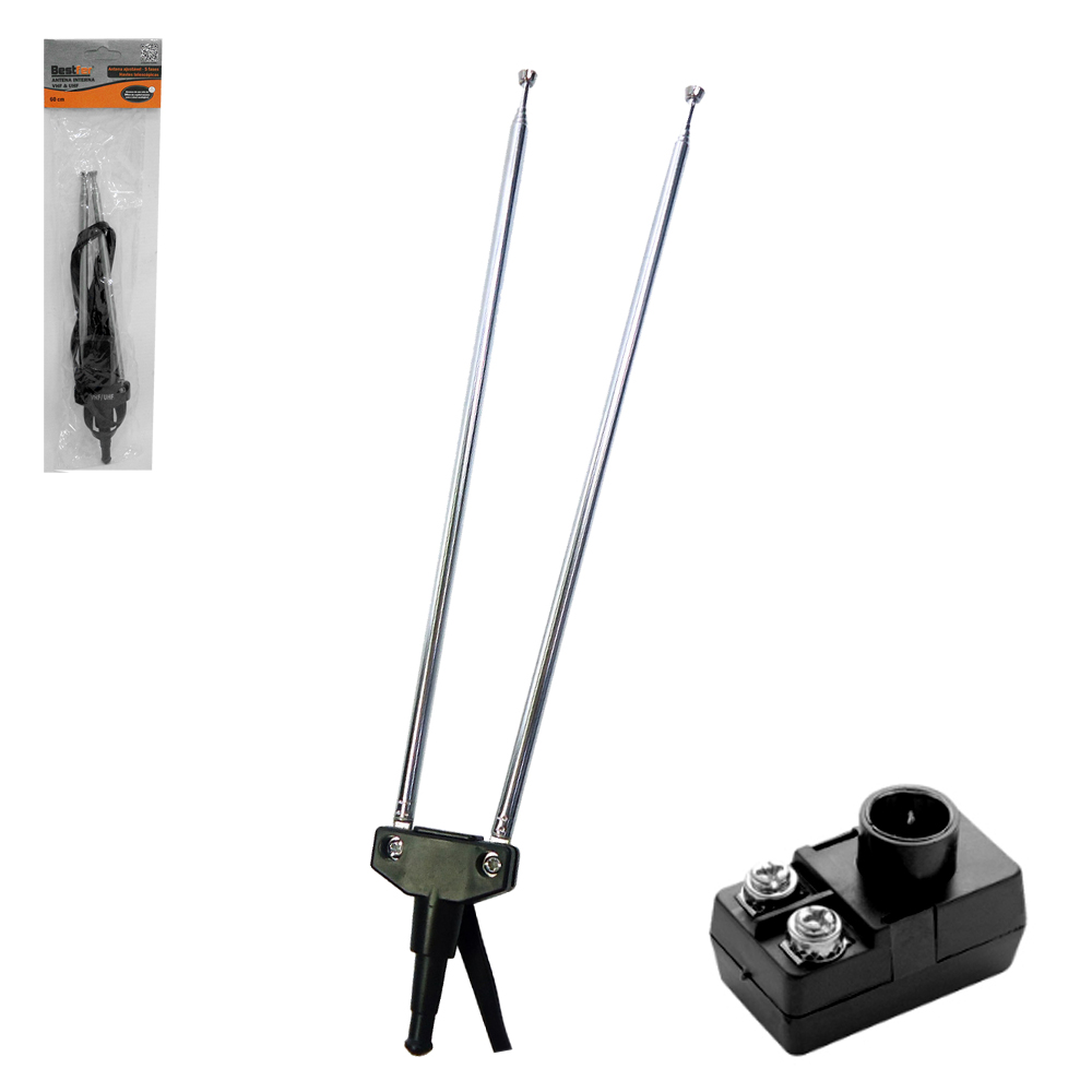 ANTENA INTERNA VHF / UHF 4 ESTAGIOS 60CM 