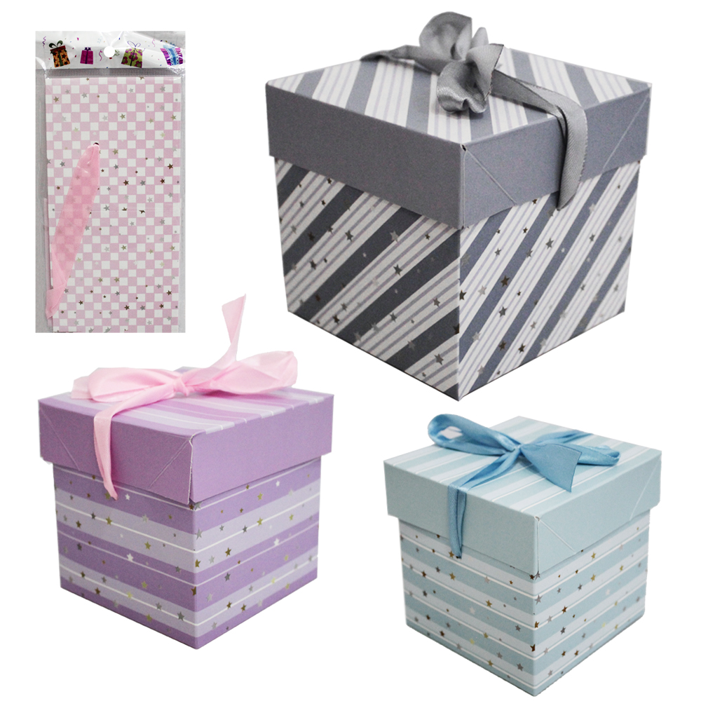 CAIXA CUBO DE PAPEL PARA PRESENTE ESTRELAS 10CM