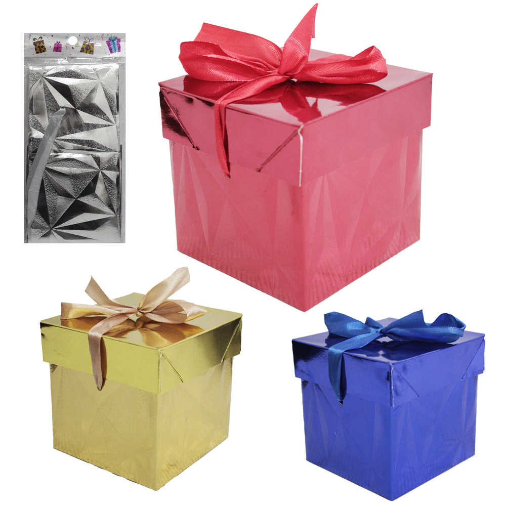 CAIXA CUBO DE PAPEL PARA PRESENTE LUXO METALIZADO 10CM