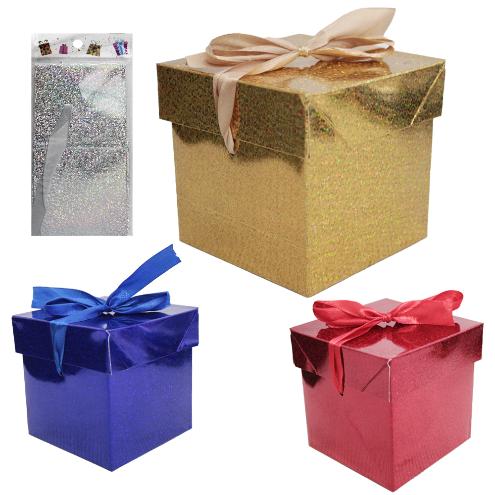 CAIXA CUBO DE PAPEL PARA PRESENTE LUXO METALIZADO 10CM