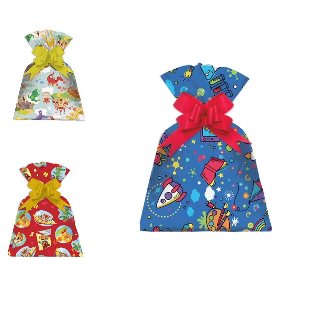 SACO DE PRESENTE INFANTIL MASCULINO COM 50 PECAS 20X29CM