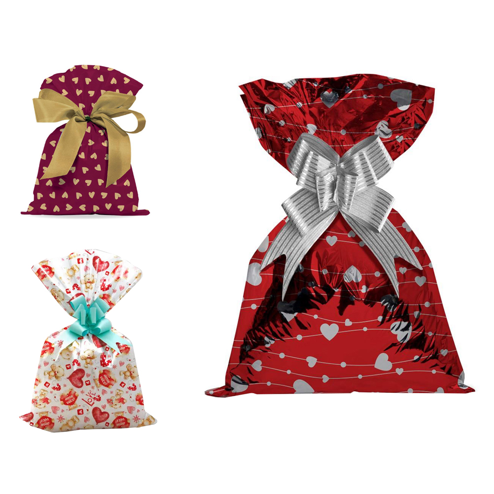 SACO DE PRESENTE ROMANTICO COM 50 PECAS 30X45CM