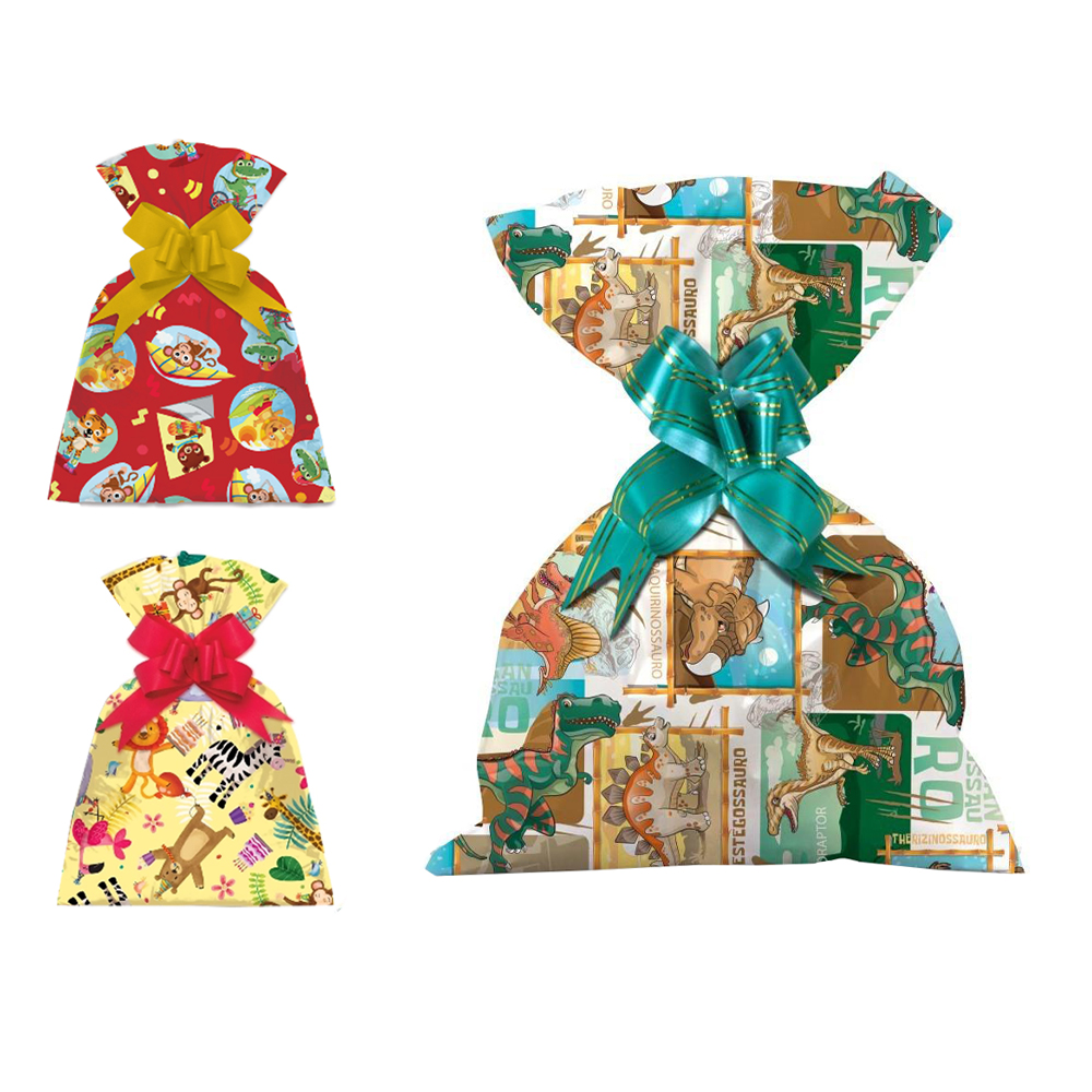 SACO DE PRESENTE INFANTIL MASCULINO COM 50 PECAS 30X45CM