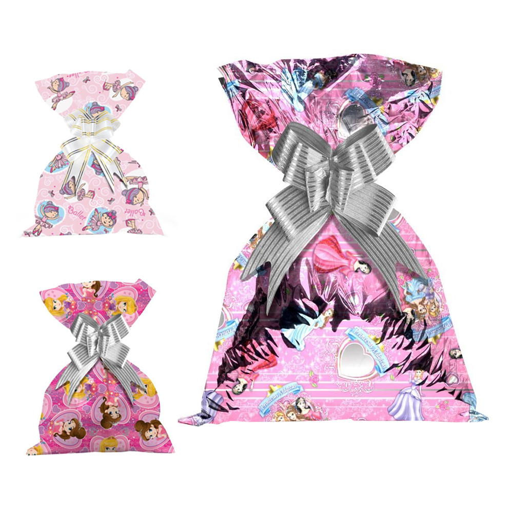 SACO DE PRESENTE INFANTIL FEMININO COM 50 PECAS 43X59CM
