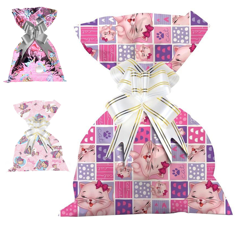 SACO DE PRESENTE INFANTIL FEMININO COM 25 PECAS 58X89CM