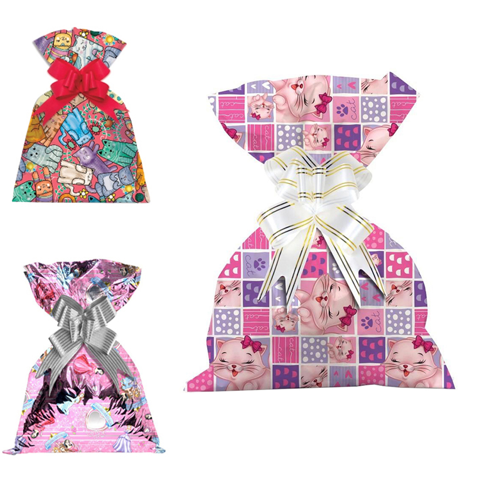SACO DE PRESENTE INFANTIL FEMININO COM 50 PECAS 30X45CM