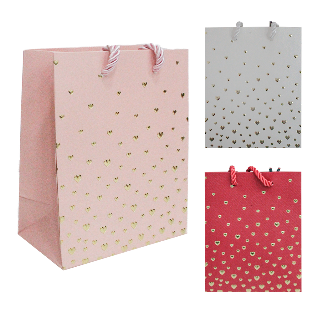 SACOLA DE PAPEL PARA PRESENTE LUXO CORACOES 15X12X7CM