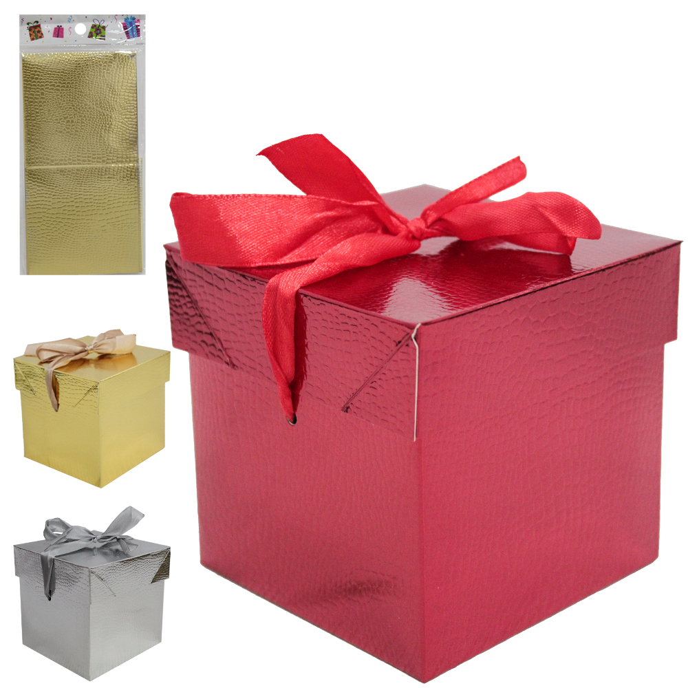 CAIXA CUBO DE PAPEL PARA PRESENTE LUXO METALIZADO 10CM