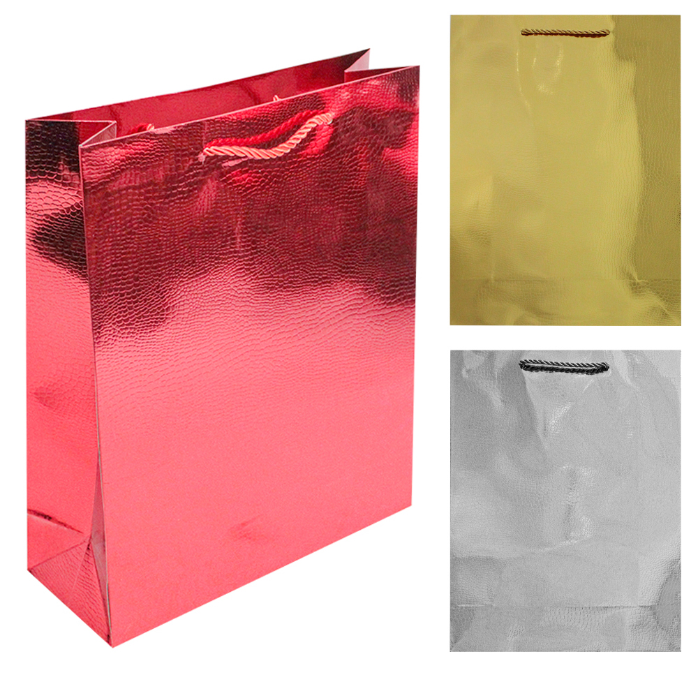 SACOLA DE PAPEL PARA PRESENTE LUXO METALIZADO 32X26X10CM