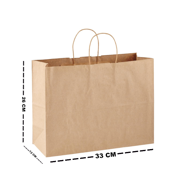 SACOLA DE PAPEL PARA PRESENTE KRAFT MARROM 31X25X11,5CM
