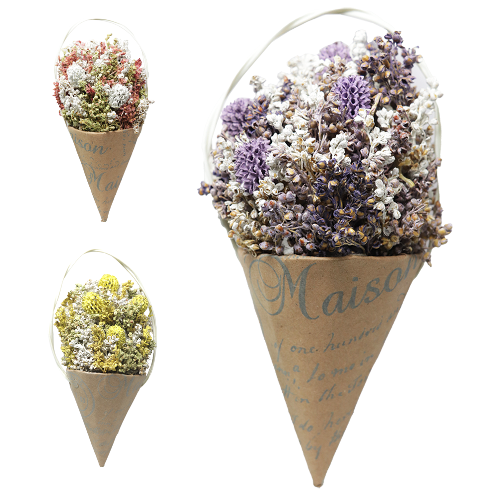 ENFEITE ARRANJO DE FLORES SECAS RUSTICA COM VASO 20,5X9CM