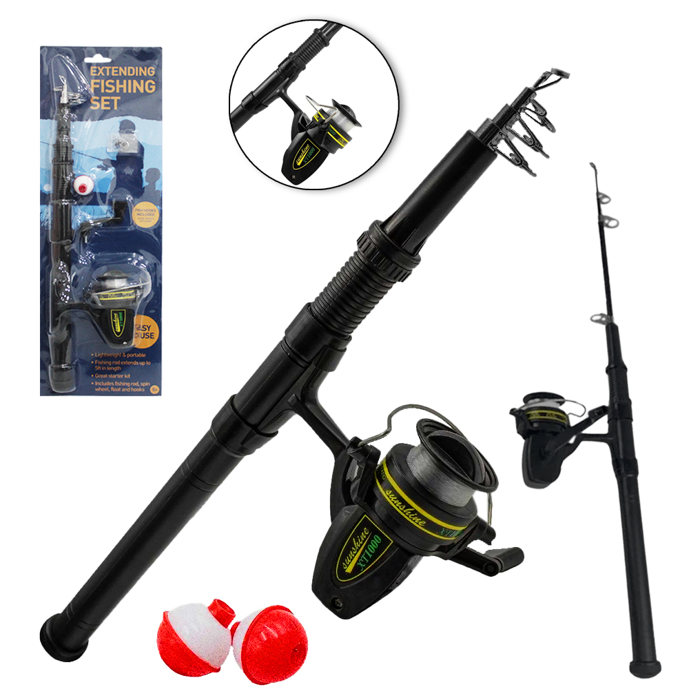 VARA DE PESCA COM MOLINETE COM BOIA E 3 ANZOIS 1,6M