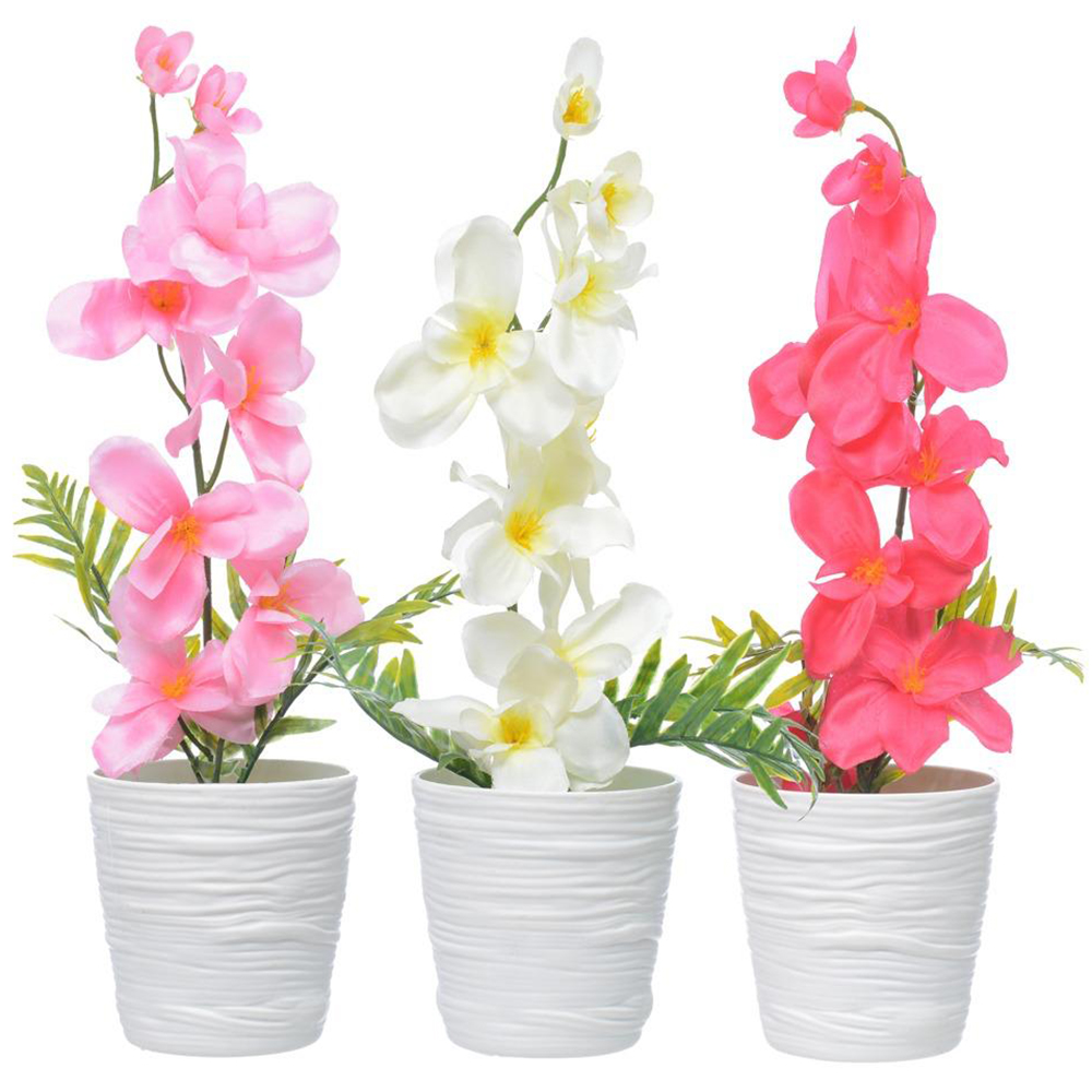 FLOR ARTIFICIAL COM VASO DE PLASTICO REDONDO 37X10CM DE Ø VCF