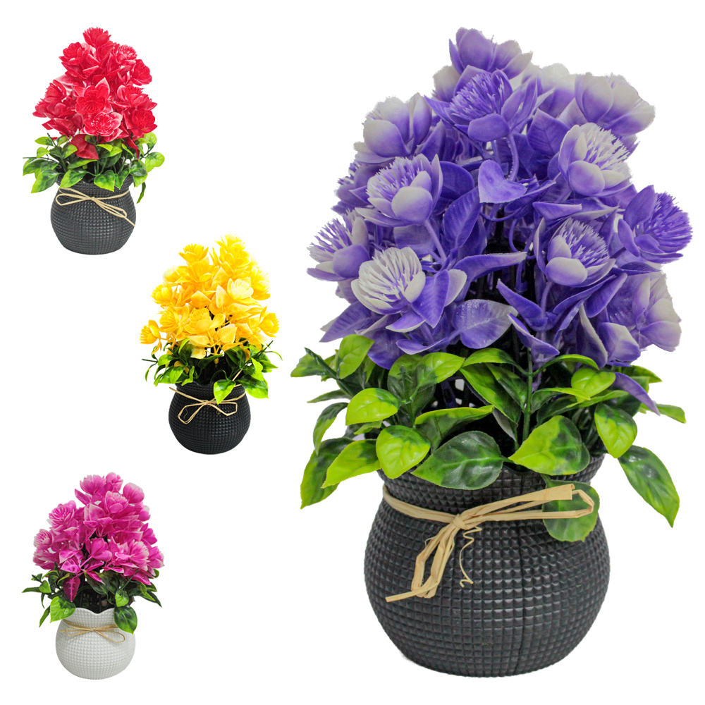 FLOR ARTIFICIAL COM VASO DE PLASTICO 25X9X8CM