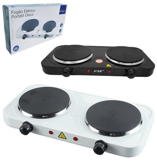 FOGAREIRO / FOGAO ELETRICO PORTATIL DISCO 2 BOCA 127V PRETO/BRANCO 