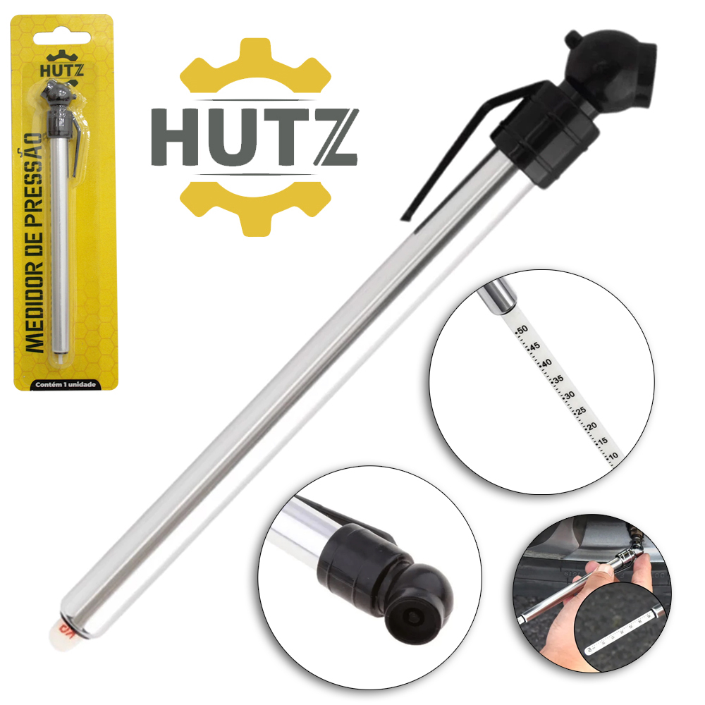 MEDIDOR DE PRESSAO / CALIBRADOR DE PNEUS TIPO CANETA HUTZ 14,5CM