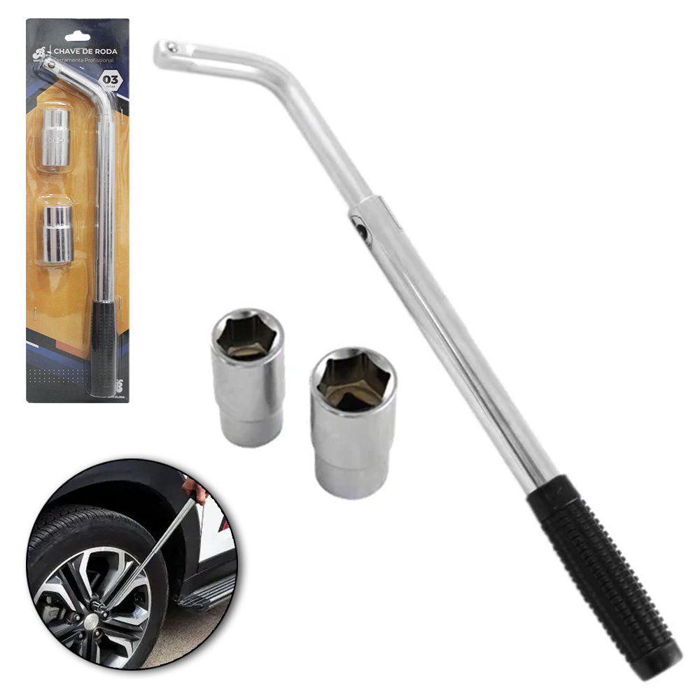 CHAVE DE RODA EXTENSIVEL COM 2 SOQUETES 17-19 / 21-23MM