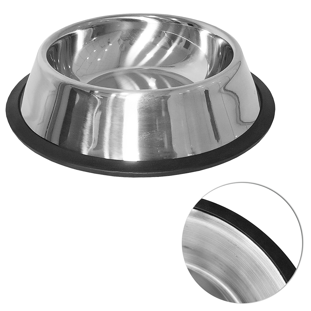 COMEDOURO / BEBEDOURO DE INOX COM PE ANTIDERRAPANTE 200ML 4X15,5CM DE Ø