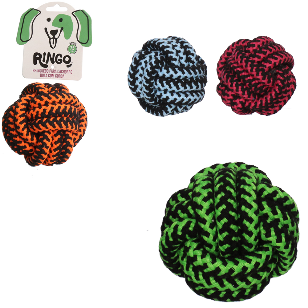 BRINQUEDO PARA CACHORRO BOLA DE CORDA 7,5CM DE Ø