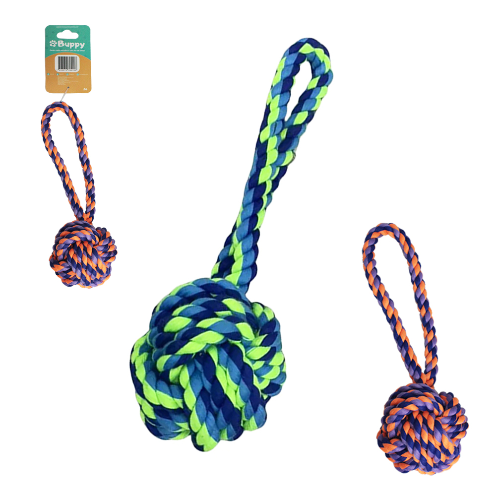 BRINQUEDO PARA CACHORRO COM BOLA DE CORDA 20X6CM