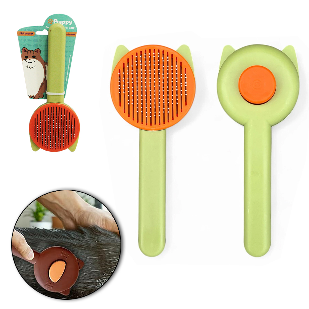 ESCOVA INTELIGENTE TIRA PELOS RASQUEADEIRA PARA CACHORRO E GATO CABO PLASTICO 19X8X5CM