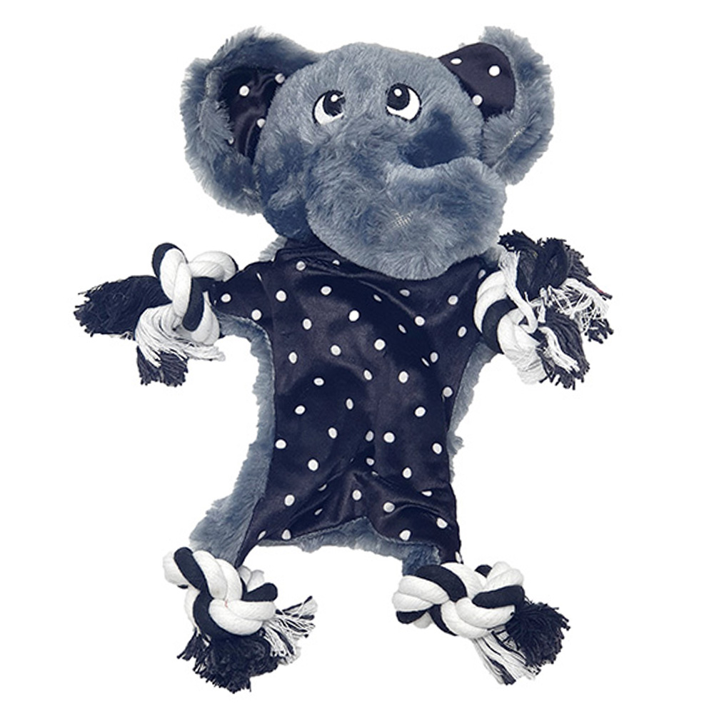 BRINQUEDO PARA CACHORRO ELEFANTE DE PELUCIA COM CORDA + SOM 28X26CM PREMIUM