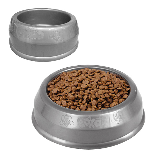 COMEDOURO / BEBEDOURO DE PLASTICO CINZA BOKAO PEQUENO 700ML 7X20CM DE Ø