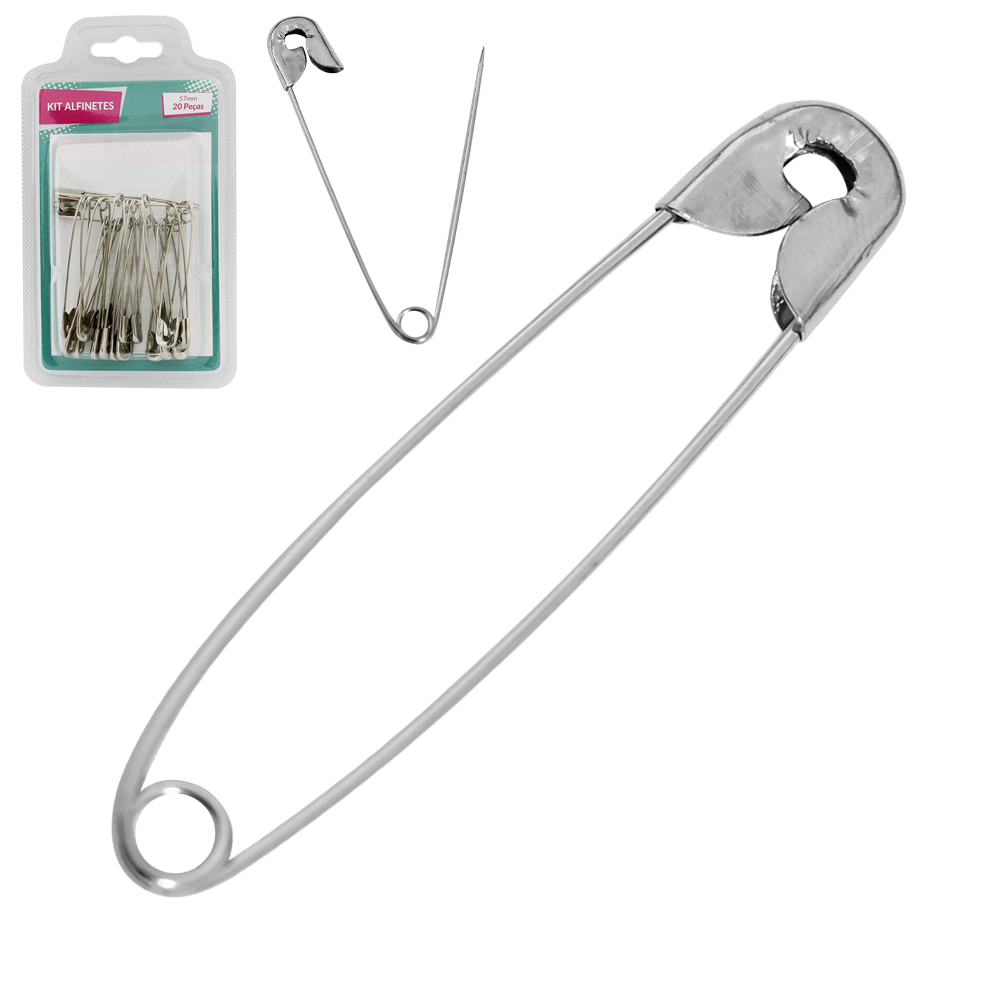 ALFINETE DE SEGURANCA DE METAL COM 20 PECAS 57MM