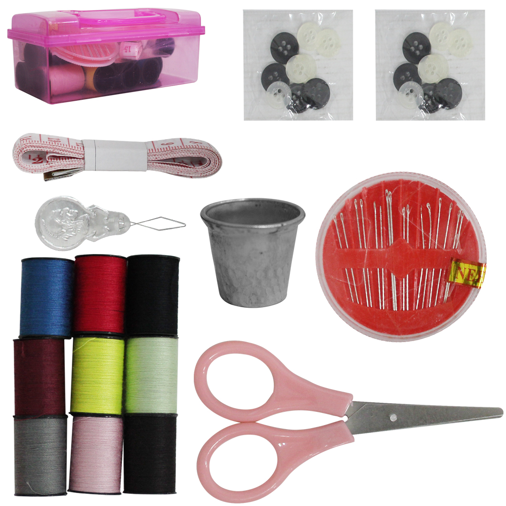 KIT COSTURA MALETA COM 16 AGULHAS + TESOURA E ACESSORIOS 50 PECAS