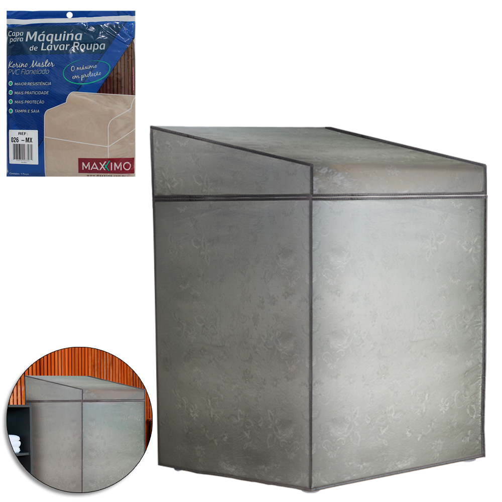 CAPA DE PVC FLANELADO PARA MAQUINA DE LAVAR KORINO MASTER TAMPA E SAIA GG 105X70X67CM