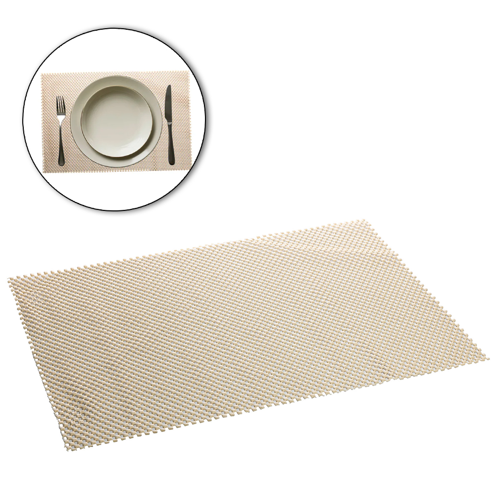 TOALHA LUGAR AMERICANO DE PVC RETANGULAR VAZADO FLEX BEGE 44,5X29,5CM