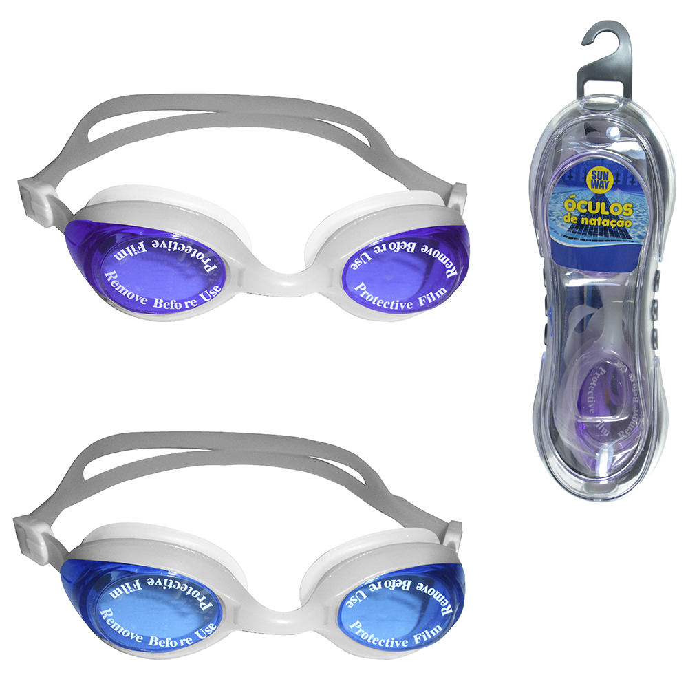 OCULOS DE NATACAO COM PROTETOR DE OUVIDO NO ESTOJO SUN WAY 15,5X4,5CM 