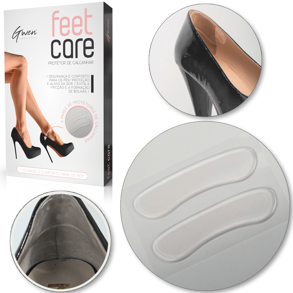 PROTETOR DE SILICONE PARA CALCANHAR ( TENDAO ) FEET CARE GWEN 6 PARES 10X2,5CM