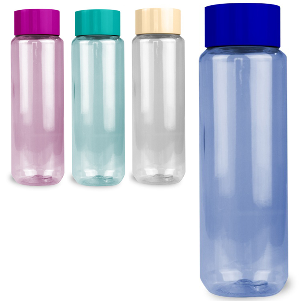 GARRAFA SQUEEZE DE PLASTICO PET ITALIANA LISA TRANSCOLOR COM TAMPA RETA 1000ML