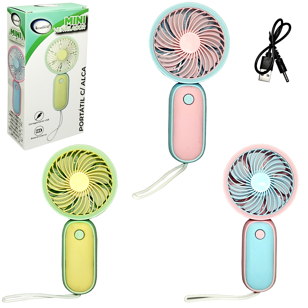 MINI VENTILADOR DE MAO PORTATIL RECARREGAVEL 5V COM 1 VELOCIDADE + CABO USB 15,7X7,8X3,8CM