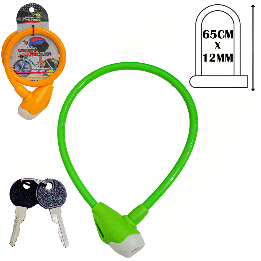 CADEADO TRAVA DE BICICLETA / MOTO TOP CASA 65CMX12MM