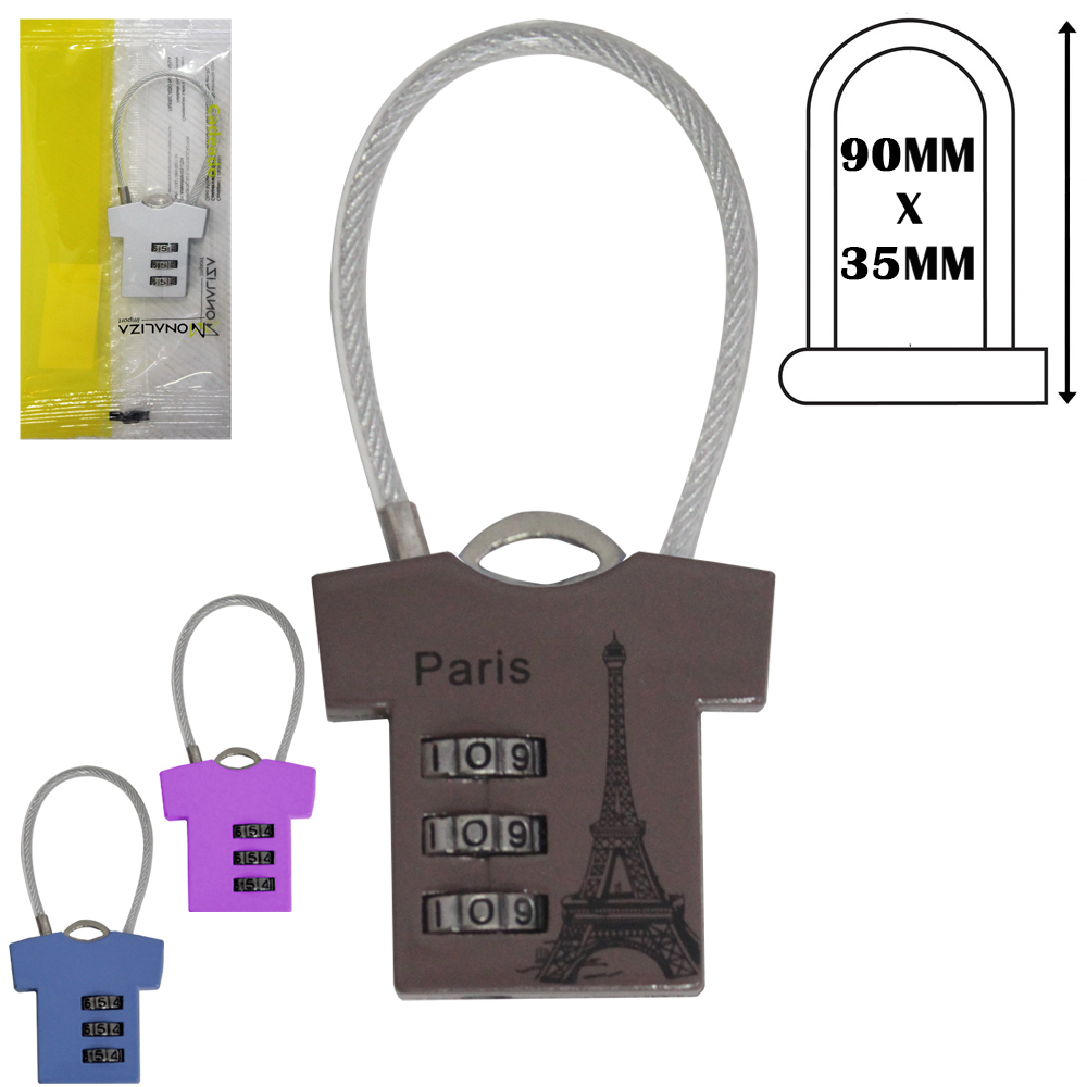 CADEADO CAMISETA COM SEGREDO COMBINACAO 3 DIGITOS