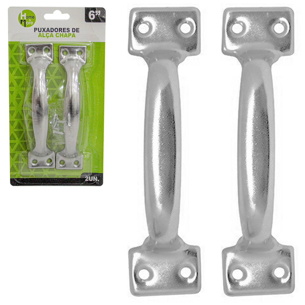 PUXADORES DE ALCA CHAPA DE ACO COM 2 PECAS 6'' 14,2X3,2CM