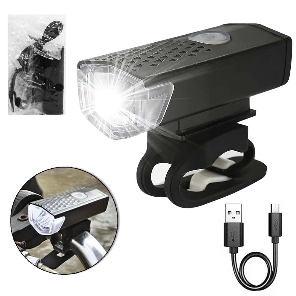 LANTERNA PARA BICICLETA RECARREGAVEL COM 1 LED + CABO USB