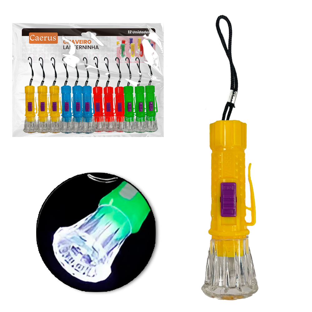 CHAVEIRO LANTERNA DE LED A BATERIA COM 12 PECAS 8,5X3CM