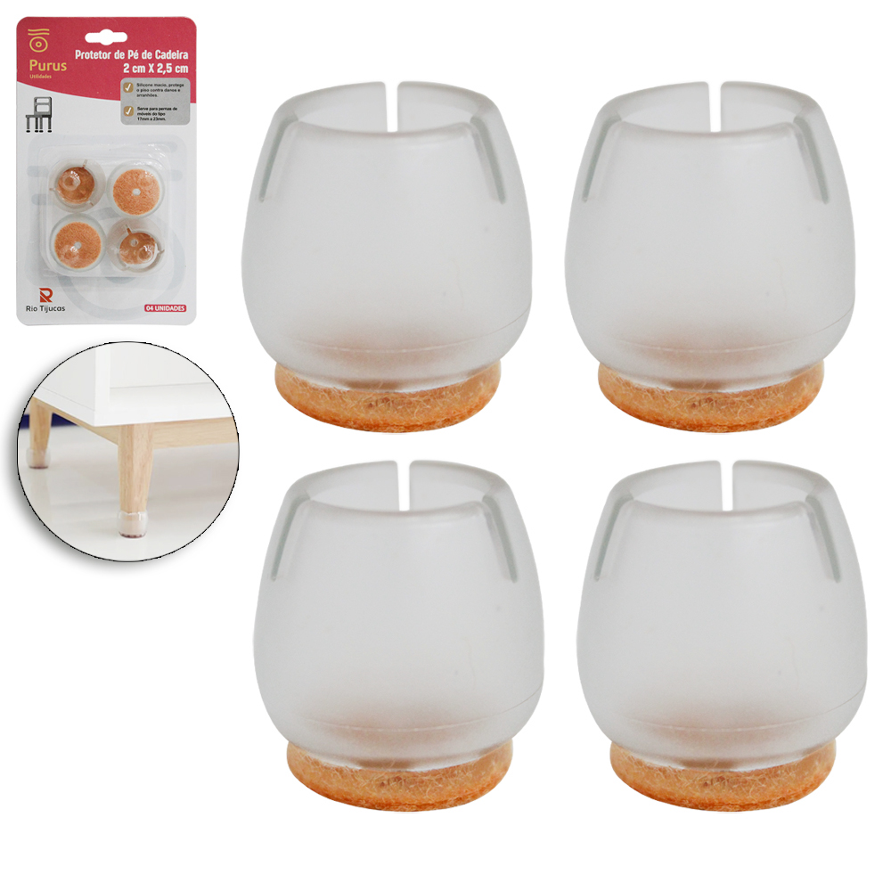 PROTETOR PARA MOVEIS DE SILICONE COM 4 PECAS 2X2,5CM DE Ø