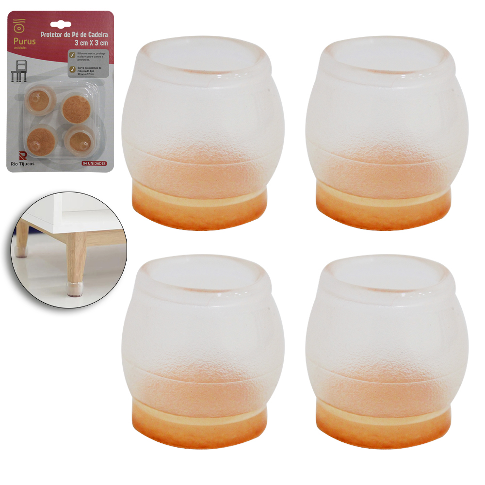 PROTETOR PARA MOVEIS DE SILICONE COM 4 PECAS 3X3CM DE Ø