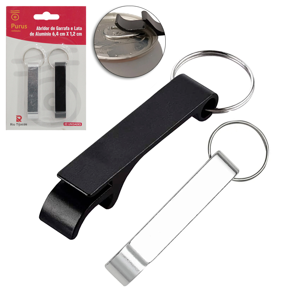 CHAVEIRO ABRIDOR DE GARRAFA DE ALUMINIO 6,4X1,2CM