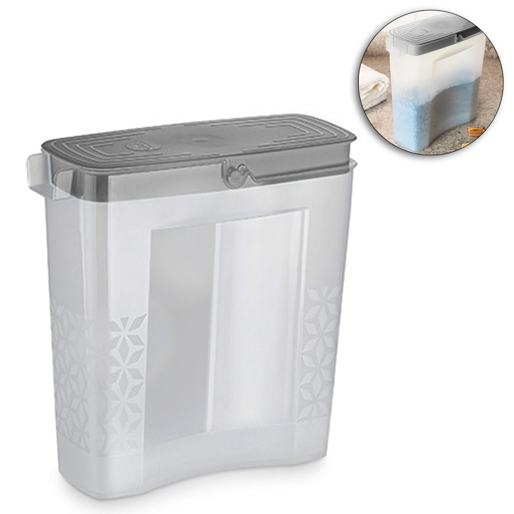 PORTA SABAO EM PO DE PLASTICO COM TAMPA CINZA 21,5X20,5X8,5CM