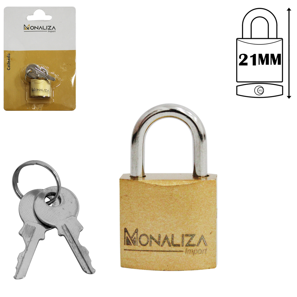 CADEADO 21MM HASTE CURTA COM 2 CHAVES