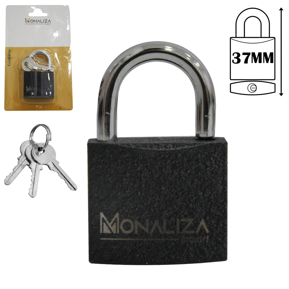 CADEADO 37MM HASTE CURTA COM 3 CHAVES
